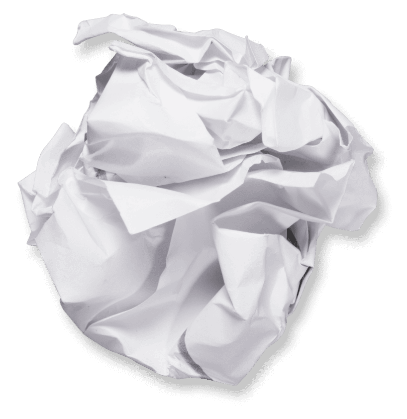 Crumpled white paper for office or creative projects.