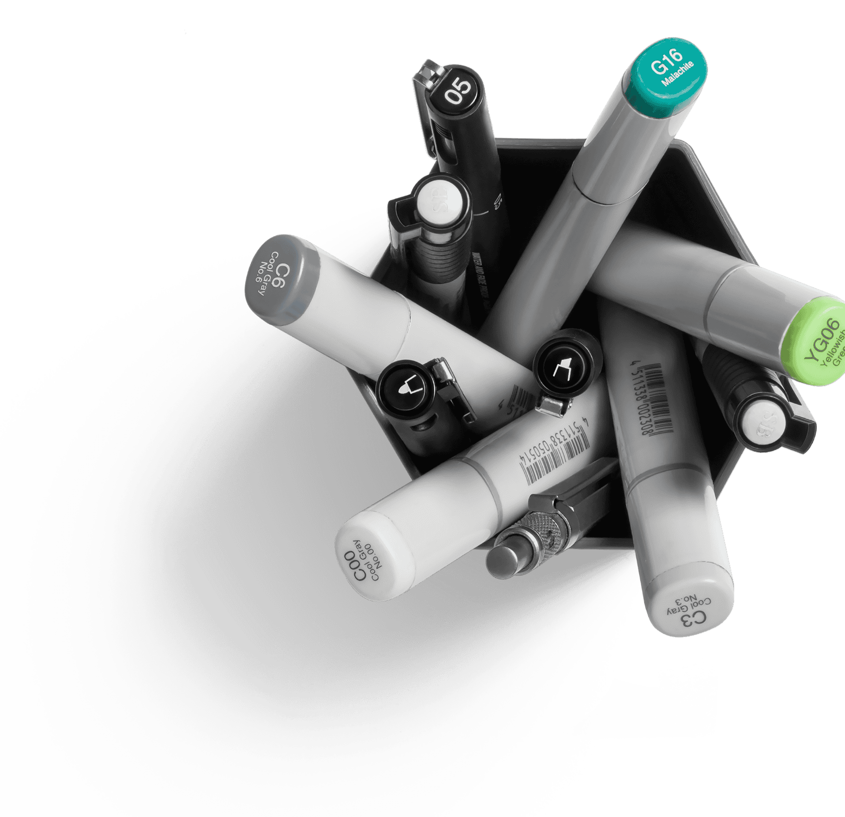 Markers for professional corporate branding and design.